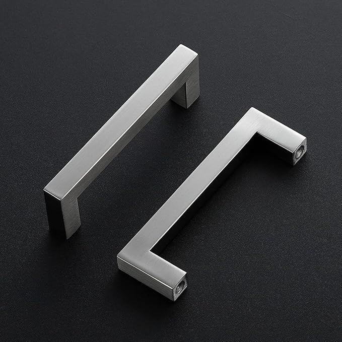Ravinte 3 Pack Brushed Nickel Kitchen Cabinet Handles 4-1/2 Inch Cabinet Pulls Square Kitchen Hardware for Cabinet Drawer Pulls Drawer Handles Come with Screwdriver