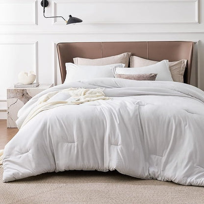 Bedsure Oversized Queen Comforter Set - Grayish White Soft Bedding for All Seasons, Cationic Dyed Bed Set, 3 Pieces, 1 Oversized Queen Size Comforter (98"x98") and 2 Pillow Shams (20"x36"+2")