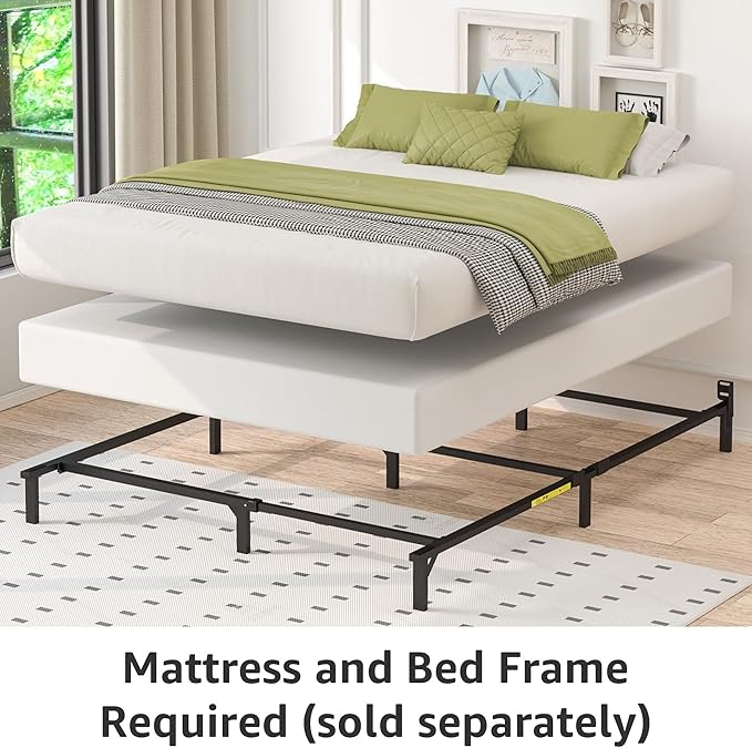 Amazon Basics Smart Box Spring Bed Base, 7-Inch Height Mattress Foundation, Tool-Free Easy Assembly, Full, 74"L x 53"W x 7"H, White