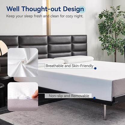 Amazon Basics Memory Foam Mattress, Soft Plush Feel, 10 Inch, Twin, White/Grey