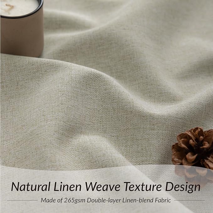 KangBang Black Out Pinch Pleat Linen Curtains 96 Inches Long, Pinch Pleated Blackout Drapes for Living Room Office with Hooks, Baby Sleep Friendly Home Decor(2 Panels,42Wx96L, Linen Color)