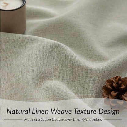 KangBang 100% Blackout Pinch Pleated Curtains 108 Inches Long, Linen Blend Pinch Pleated Window Drapes with Hooks, Track System Curtain Panels for Sliding Door Modern Farmhouse,60x108, Linen,2 PCs
