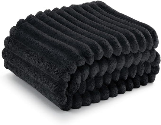 Bedsure GentleSoft Twin XL Blanket for Couch - Cozy Soft Blankets for Women, Cute Small Fleece Throws for Girls, Black, 66x90 Inches