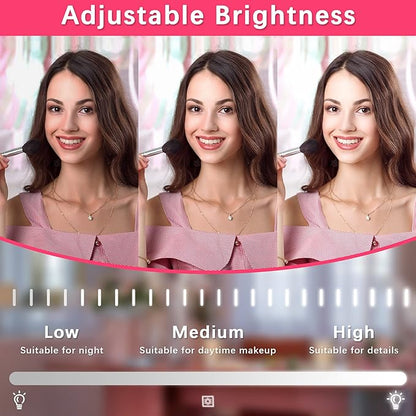 22x17 Inch Lighted Vanity Mirror with Dimmable LED Lights - 3 Color Modes, Smart Touch Control & 360° Rotating Base - Desk Makeup Mirror (White)