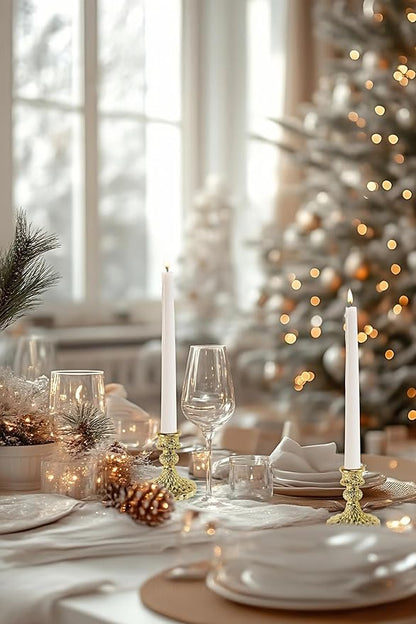 Glass Candlestick Holder,Striped Taper Candle Holders,Set of 6 Candle Stand for Table Centerpieces, Home Decor,Weddings,Festival and Parties (Gold Diamond)