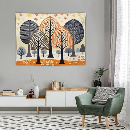 MaSiledy Tapestries Shabby Chic Trees Tapestry Watercolor Rustic Forest Tapestry for Bedroom Aesthetic Wall Hanging for Dorm Living Room 30"x40" Holiday Scene Banner for Winter Christmas Party