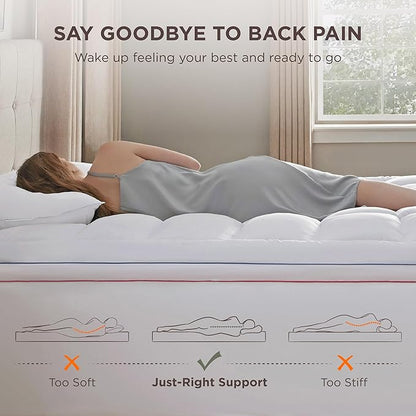 Bedsure Twin Mattress Topper - Pillow Top Mattress Pad Cover with Deep Pocket Fits up to 21 Inches, Plush Soft Bed Topper for Back Pain Relief, Overfilled with Down Alternative Filling, White