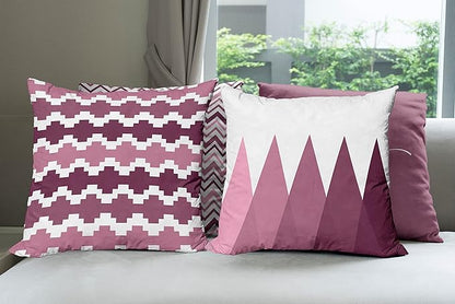 Ambesonne Modern Throw Pillow Cushion Case Pack of 4, Geometric Style Pattern of Triangles Zigzags Love Home Phrase Print, Modern Accent Double-Sided Digital Printing, 24", Dried Rose and Pale Pink