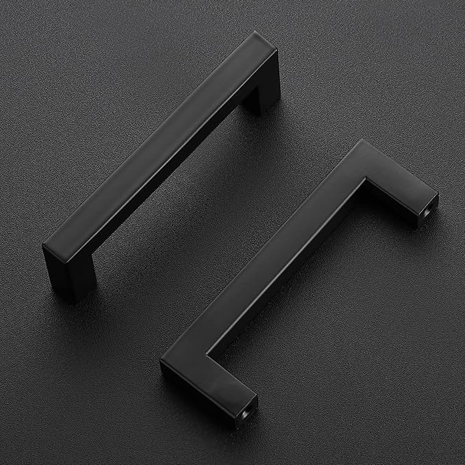Ravinte 1 Pack Black Cabinet Pulls 4 Inch Square Kitchen Cabinet Handles Matte Black Kitchen Hardware for Drawer Pulls Drawer Handles Come with Screwdriver