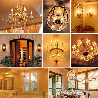 12-Pack Dimmable E12 LED Candelabra Bulbs 40Watt Equivalent, 2200K Amber Warm White, 380Lumens, 4W B11 Amber Chandelier Light Bulbs, LED Filament Clear Glass Candle Lamp for Ceiling Fan Home Decor