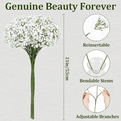 80 Pcs Babys Breath Artificial Flowers Bulk, Real Touch Fake White Babies Breath Flowers, Faux Gypsophila Bouquet for Wedding Home Decor Floral Arrangement