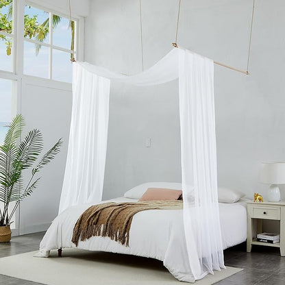 Warm Home Designs Standard Length White Sheer Window Scarf. Valance Scarves are 54 X 144 Inches. Great As Wedding Arch Draping Fabric, Bed Canopy Or for Decorative Project. AM White 144"