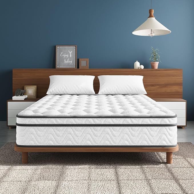 Vesgantti Mattress Queen Size 14 Inch, Fiberglass-Free | Cool Sleep Hybrid Mattress in a Box - Memory Foam & Pocket Springs, Ergonomic Design, Pressure Relief, Medium Firm Feel, 60"×80"×14"