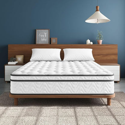 Vesgantti Mattress Full Size 8 Inch, Fiberglass-Free | Cool Sleep Hybrid Double Mattress in a Box - Memory Foam & Pocket Springs, Ergonomic Design, Pressure Relief, Medium Firm Feel, 54"×75"×8"