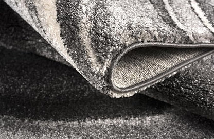RUG BRANCH New Zealand Plush 5' x 8' (5'3" X 7'5") Scandinavian Indoor Area Rug, Contemporary, Grey Black - Living Room, Bedroom, Dining Room, and Kitchen