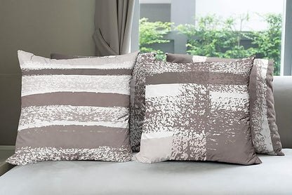 Ambesonne Grunge Throw Pillow Cushion Case Pack of 4, Abstract Design Simplistic Minimal Stripes Brushstrokes Contemporary, Modern Accent Double-Sided Digital Printing, 20", Taupe Grey and Dimgray
