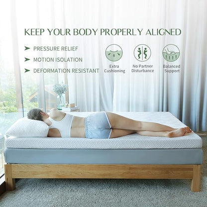 Novilla 4 Inch King Size Mattress Topper, Medium Firm Memory Foam Mattress Topper, Gel Infused for Motion Isolation & Pressure Relieving, with Breathable Cover, King Size,White