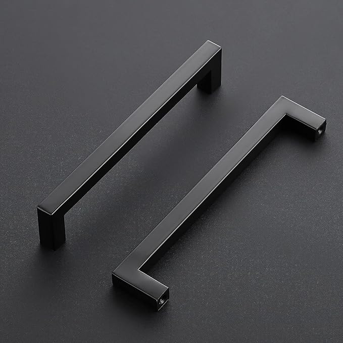 Ravinte 15 Pack Black Cabinet Pulls 6-1/4 Inch Square Kitchen Cabinet Handles Matte Black Kitchen Hardware for Drawer Pulls Drawer Handles Come with Screwdriver