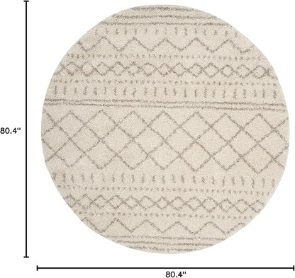 SAFAVIEH Arizona Shag Collection 6'7" Round Ivory/Beige ASG741A Moroccan Non-Shedding Living Room Bedroom Dining Room Entryway Plush 1.6-inch Thick Area Rug