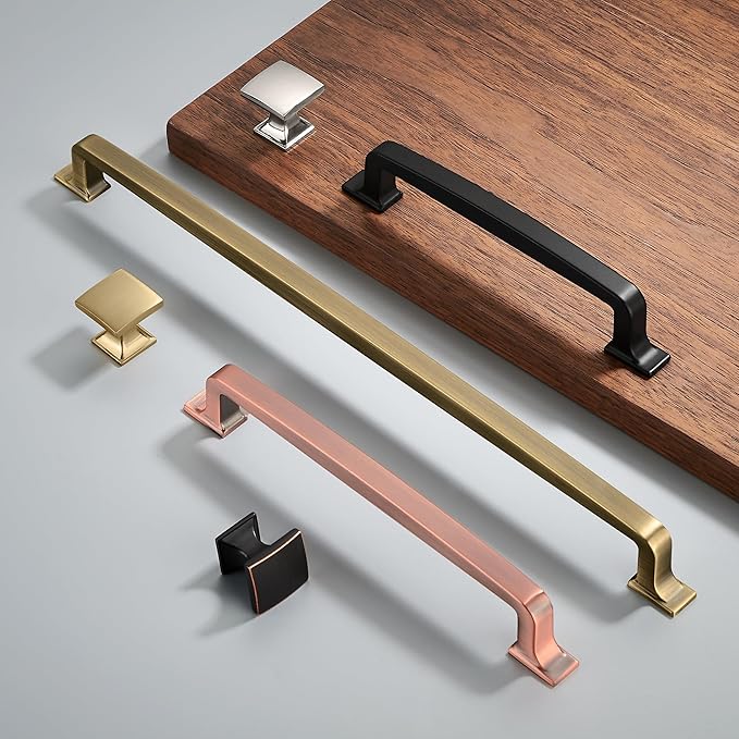 Khtumeware 6 Pack 3 Inch Cabinet Handles - Brushed Brass/Gold Drawer Pulls - Kitchen Hardware for Cabinets and Cupboards
