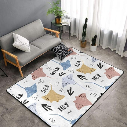 Area Rugs for Living Room Decor - Stingrays Scandinavian Style Cute Anti Slip Throw Washable Rugs 3x5 for Bedroom - Indoor Soft Carpet for Bedroom Living Room 60x39In