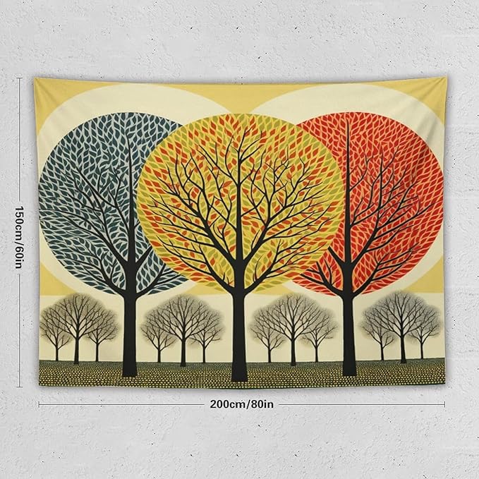 Shabby Chic Trees Tapestry As Wall Art Fall Autumn Tree Tapestry Vintage Aesthetic Tapestries Landscape Tapestry Wall Decor for Bedroom Living Room Dorm 60"x80" Tapestries Winter Snowflake Decorative