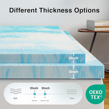 Novilla Memory Foam Mattress Topper Twin - 2 Inch Cooling Gel Infused Memory Foam | Slow-Rebound Pressure Relief | CertiPUR Certified | Comfort for Sleeper Sofa, RV, Camper, Dorm Room