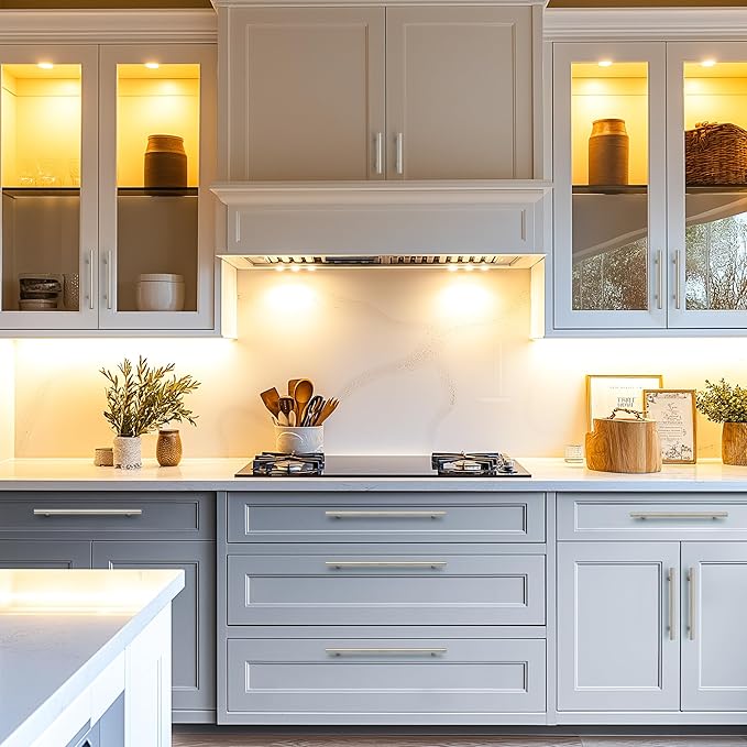 JOY DECOR 15 Pack Cabinet Handles, Brushed Nickel Cabinet Pulls, 3-3/4 in Hole Center Kitchen Cabinet Handles, Stainless Steel T Bar Handles for Dresser Drawers