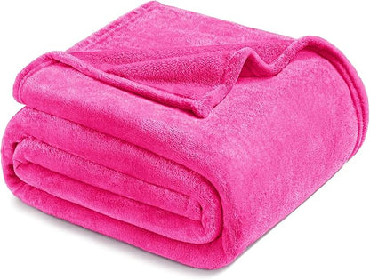 Exclusivo Mezcla Fleece Blanket Twin Size for Bed, Super Soft and Warm, All Season Use, Cozy, Plush, Lightweight, 90x66 Inches, Hot Pink