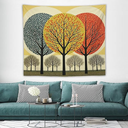 Wall Tapestry Shabby Chic Trees Tapestry Watercolor Rustic Forest Tapestry for Bedroom Aesthetic Wall Art for Bedroom Living Room Decor Home Decor 50"x60" Tapestries Winter Snowflake Decorative