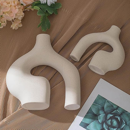 2 Pack White Vases - Home Decor - Ceramic Vases for Flowers, Centerpieces, Room Decor