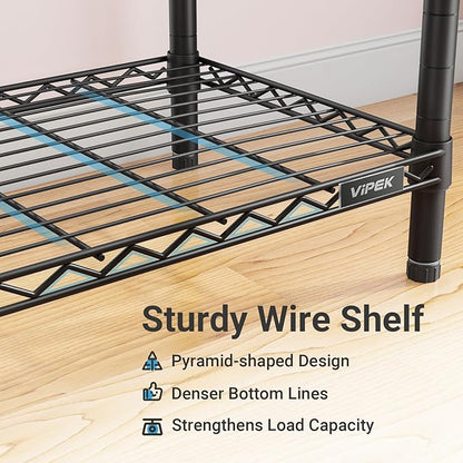 VIPEK V5C Medium Covered Clothes Rack Heavy Duty Portable Closet Wardrobe, Freestanding Black Clothing Rack with Grey Upgarded Polyester Cover, Adjustable Custom Closet Rack, 57.9" Lx17.3 Wx76.4 H