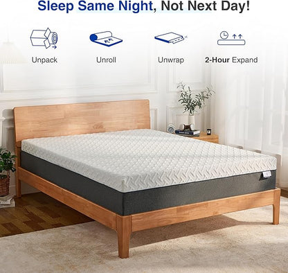 12 Inch Green Tea Memory Foam Mattress, Full Size Mattress in a Box, Gel Infused Foam for Pressure Relief and Cool Sleep, CertiPUR-US Certified, Medium Firm