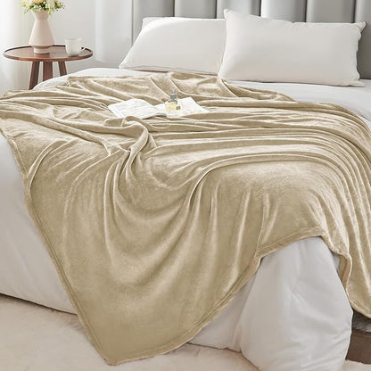 BEDELITE Fleece Blanket Linen Throw Blanket for Couch & Bed, Luxury Plush Cozy Fuzzy Blanket 50" x 70", Super Soft Warm Lightweight Fall Throw Blanket for Travel Camping
