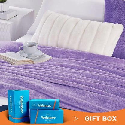 Walensee Fleece Blanket Plush Throw Fuzzy Lightweight (Twin Size 60x80 Lavender) Super Soft Microfiber Flannel Blankets for Couch, Bed, Sofa Ultra Luxurious Warm and Cozy for All Seasons