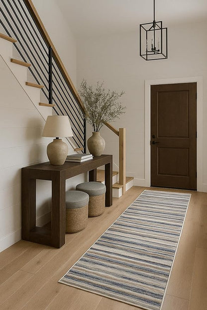 RUG BRANCH Havana 2' x 8' (2'3" X 8') Scandinavian Indoor Runner Rug, Contemporary, Blue Brown - Entryway, Hallway, Bathroom, and Kitchen
