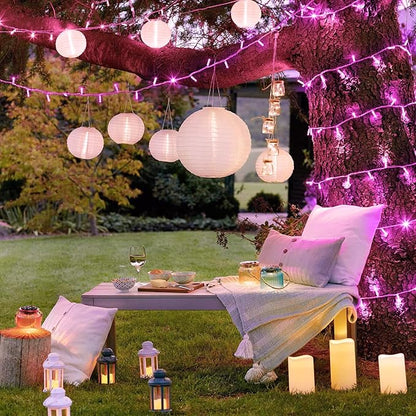 JMEXSUSS 200 LED Pink Christmas Lights for Decor, 66ft Pink String Lights Indoor Outdoor Clear Wire, Rose Color LED Fairy Light Plug in for Girls Room Wall Christmas Tree Party Decorations