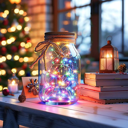 Fairy Lights Plug in, 33Ft 100 LEDs Waterproof Starry Firefly String Lights, Perfect for Crafts DIY Christmas Party Wedding Bedroom Indoor Decorations, Multicolored