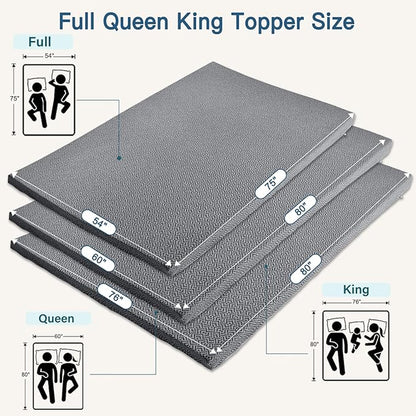 Airensky 4 Inch Memory Foam Mattress Topper, Cooling Gel Infused High Density Queen (60"x80") Topper with Removable Washable Cover, Bed Topper for Pressure Relief Back Pain, CertiPUR-US Certified
