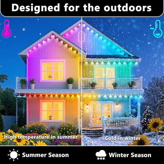 500Ft Outdoor LED Strip Lights Waterproof,Music Sync RGB IP68 Outside Led Rope Lights with App and Remote,Exterior for Deck,Balcony,Roof,Garden,Pool (150M)