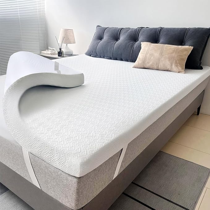 Airensky 2 Inch Memory Foam Mattress Topper, Cooling Gel Infused High Density King (76"x80") Topper with Removable Skin-Friendly Cover, Bed Topper for Pressure Relief Back Pain, CertiPUR-US Certified