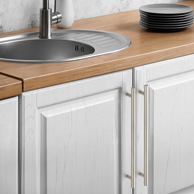 JOY DECOR 20 Pack Cabinet Handles, Brushed Nickel Cabinet Pulls, 10 in Hole Center Kitchen Cabinet Handles, Stainless Steel T Bar Handles for Dresser Drawers