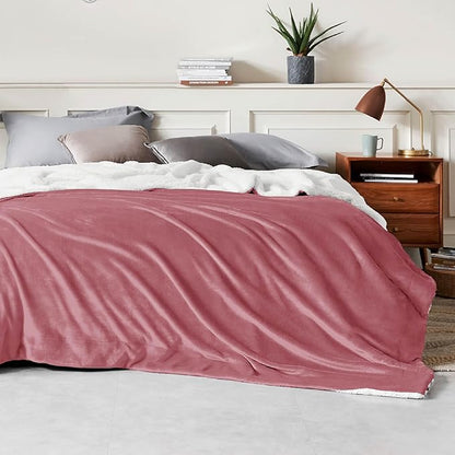 Bedsure GentleSoft Sherpa Fleece Blankets King Size for Bed - Thick and Warm Throw for Girls and Women, Soft Fuzzy Plush King Blanket for Winter, Dusty Rose, 108x90 Inches