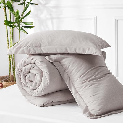 Bedsure Queen Comforter Set - Taupe Soft Bedding for All Seasons, Cationic Dyed Bed Set, 3 Pieces, 1 Queen Size Comforter (90"x90") and 2 Pillow Shams (20"x26"+2")