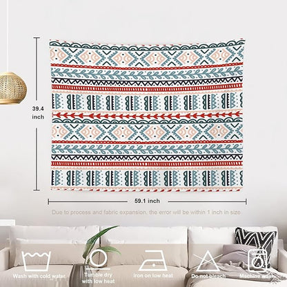 Batmerry Beige Abstract Stripe Tapestry, Wall Art Hanging Decoration Polyester Fiber White Ruffled Around for Dorm Room Bedroom Living Room, 39.1x59.1 inches