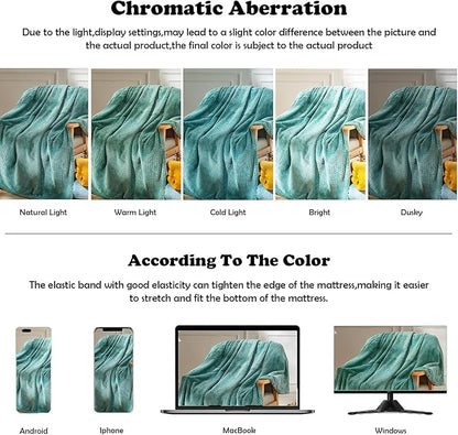 NEWCOSPLAY Super Soft King Blanket Light Teal Premium Silky Flannel Fleece Leaves Pattern Lightweight Bed Blanket All Season Use (Light Teal, King(90"x110"))
