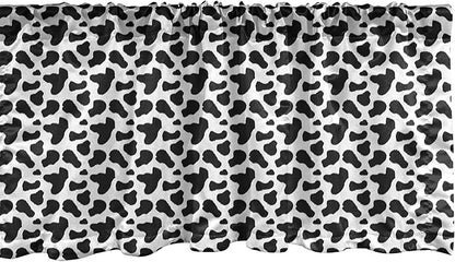 Ambesonne Cow Print Window Valance, Animal Hide Pattern Spots Farm Life Cattle Camouflage Animal Skin, Curtain Valance for Kitchen Bedroom Decor with Rod Pocket, 42" x 18", Charcoal Grey White