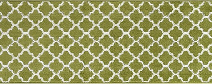Custom Size Moroccan Trellis Runner Rug Mat for Wide Hallway Entryway Kitchen Laundry Room with Slip Resistant Latex Rubber Backing, Trellis Green, 31 inch X 12 feet