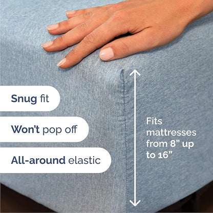 Cal King Size 4 Piece Sheet Set - Comfy Breathable & Cooling Bed Sheets Set - Hotel Luxury Bedding for Women, Men, Kids, Teens, Boys & Girls - Deep Pockets and Wrinkle Free - Blue (Heathered Sheets)
