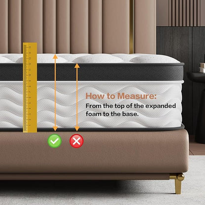 King Size Mattress, Medium Firm Memory Foam & Pocket Spring Hybrid Mattress,12 Inch King Size Mattress in a Box,CertiPUR-US Certified Safe Materials,Ideal for All Sleep Positions,76x80 Inches